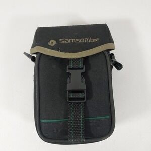 Samsonite Black Green Camera Case Travel Bag 7 x 4 x 3 Belt Loop